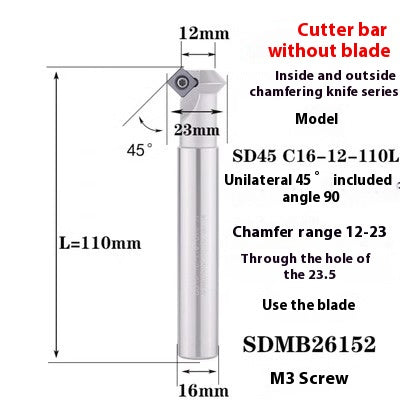 6037 45 degree inside and outside positive and negative chamfering cutter CNC rounding chamfering cutter SD SPK upper and lower bore reverse pull chamfering cutter bar Shandong Denso Pricision Tools Co.,Ltd.